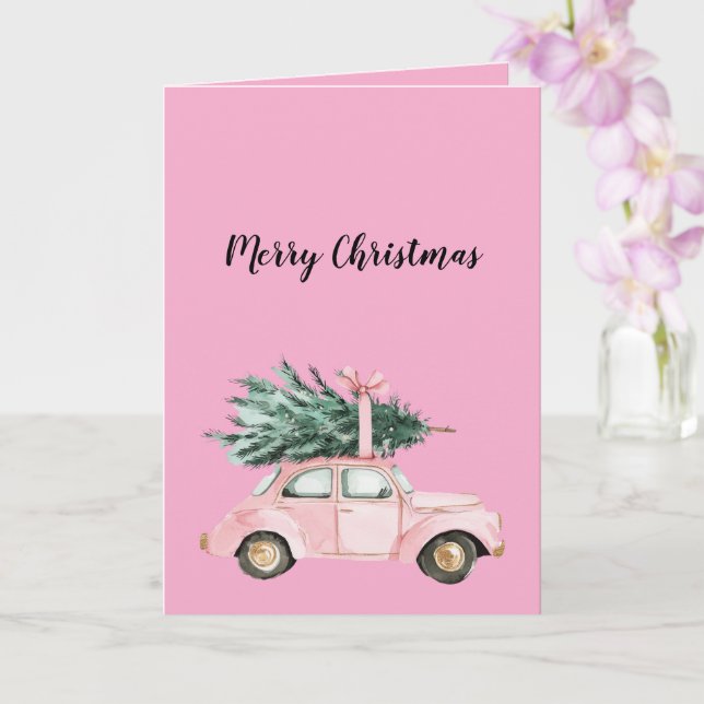Tarjeta Árbol de Navidad de coches rosados (Orquídea)