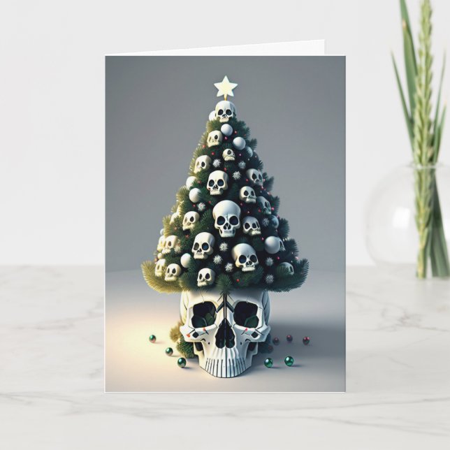 Tarjeta Árbol de navidad de cráneo (Anverso)