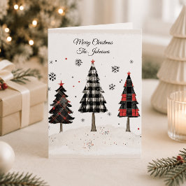 Tarjeta Árbol de Navidad de Cuadros Personalizado con Apel