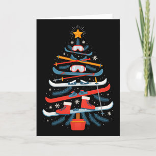 Tarjeta Árbol de Navidad de esquí - Pijama de Navidad de e