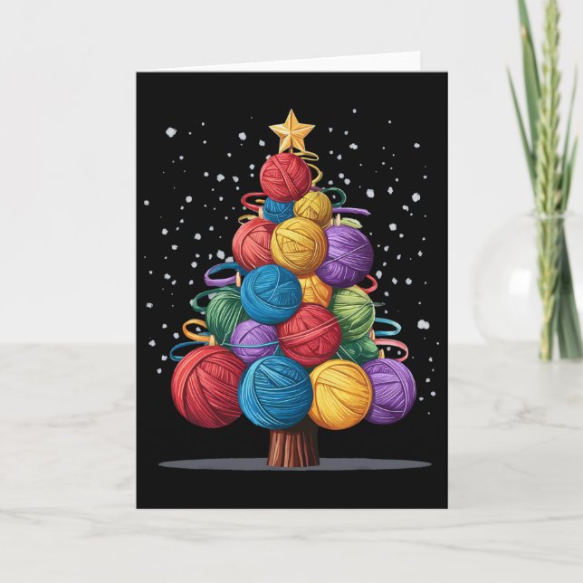 Tarjeta Árbol de Navidad de estambre (Anverso)