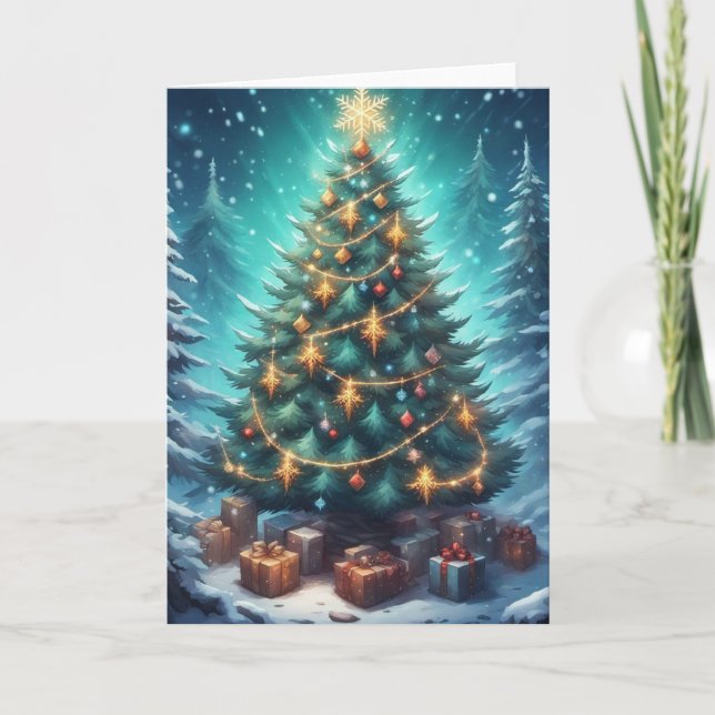 Tarjeta Árbol de Navidad de fantasía (Anverso)