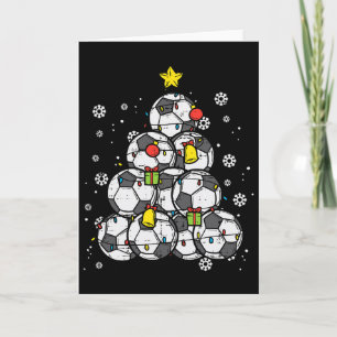 Tarjeta Árbol de Navidad de fútbol jugador de Navidad niño