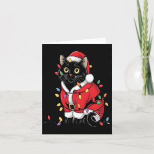 Tarjeta Árbol de navidad de gato negro ilumina a Santa Kit