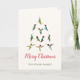 Tarjeta Árbol de Navidad de Hummingbird personalizable