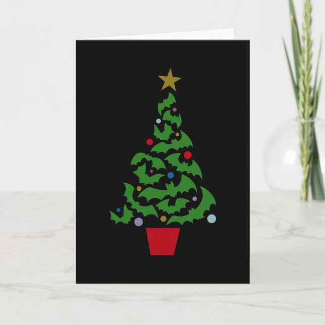 Tarjeta Árbol de Navidad de los murciélagos voladores (Anverso)