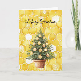 Tarjeta Árbol de Navidad de Miel de Oro Amarillo