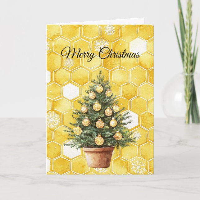Tarjeta Árbol de Navidad de Miel de Oro Amarillo (Anverso)