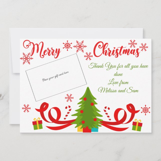 Tarjeta Árbol de Navidad de moda Gracias Portador De Tarje (Anverso)