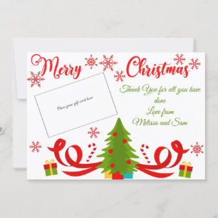 Tarjeta Árbol de Navidad de moda Gracias Portador De Tarje