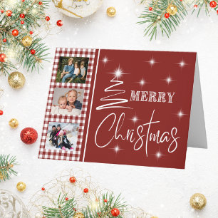Tarjeta Árbol de navidad de mora simplista blanca