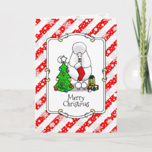Tarjeta Árbol de navidad de moras 2 caniche (blanco)