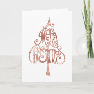 Tarjeta Árbol de navidad de oro blanco rosa