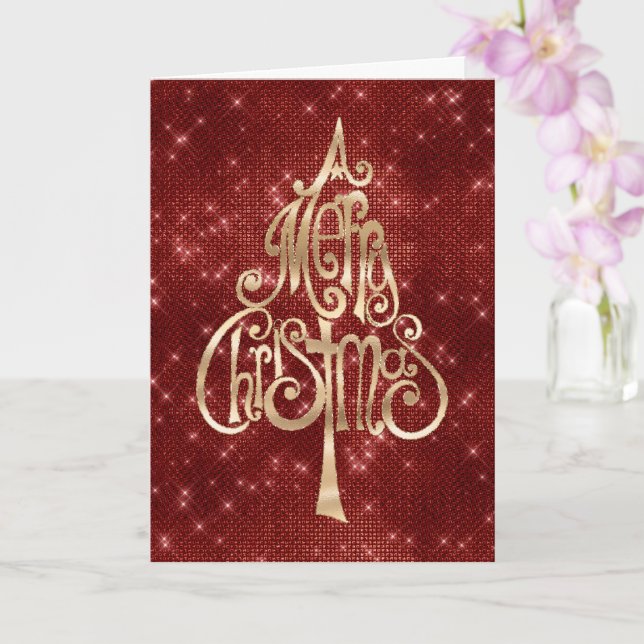 Tarjeta Árbol de navidad de oro rojo espumoso (Orquídea)