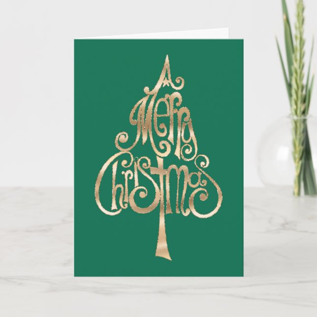 Tarjeta Árbol de Navidad de Oro Verde (Anverso)