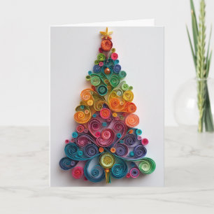 Tarjeta Árbol de Navidad de papel recortado colorido