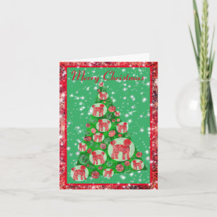 Tarjeta Árbol de navidad de perro de labradoodle en vacaci