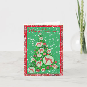 Tarjeta Árbol de Navidad de Perro Grisón Cute Silhouette