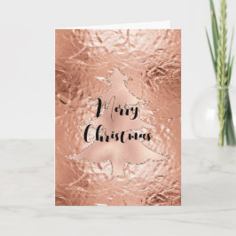 Tarjeta Árbol de Navidad de purpurina glam rosa dorado