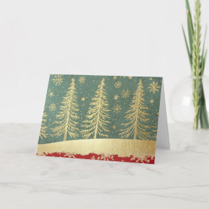 Tarjeta Árbol de Navidad de Relieve metalizado dorado de b