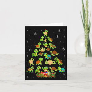 Tarjeta Árbol de Navidad de tortuga marina que coincide co