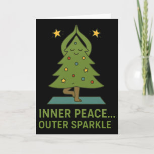 Tarjeta Árbol de Navidad de Yoga Lindo Brillo Exterior Paz