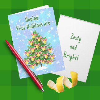 Tarjeta Árbol de Navidad decorado con limón Zesty Bright