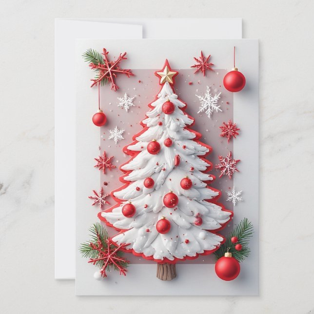 Tarjeta Árbol de Navidad decorado festivamente (Anverso)