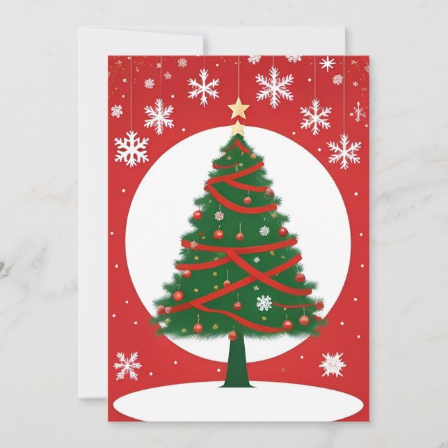 Tarjeta Árbol de Navidad decorado festivamente (Anverso)