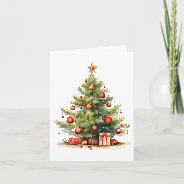 Tarjeta Árbol de Navidad Decorado Personalizado (Anverso)