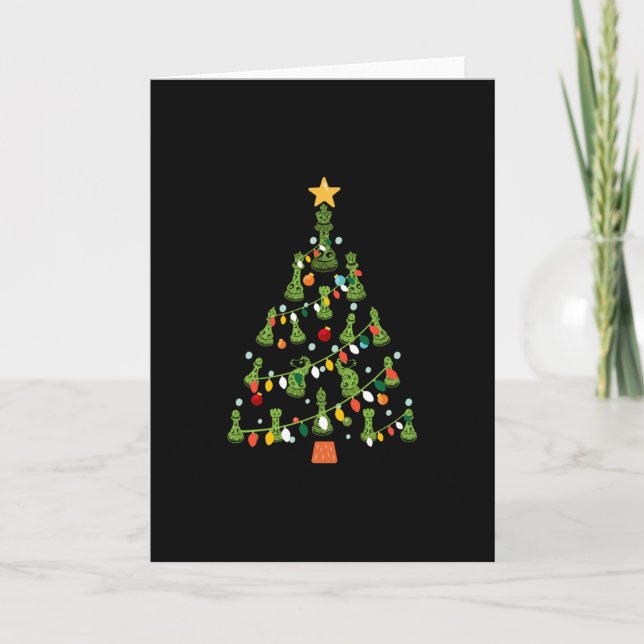 Tarjeta Árbol de Navidad del ajedrez - Rey Reina Knight Ro (Anverso)