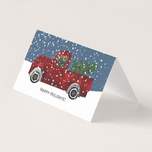 Tarjeta Árbol de navidad del camión de retro rojo (Anverso)