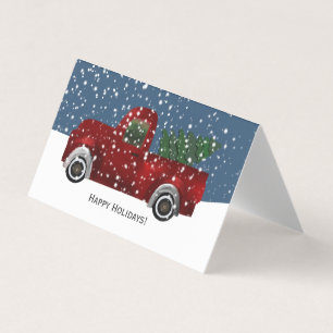 Tarjeta Árbol de navidad del camión de retro rojo