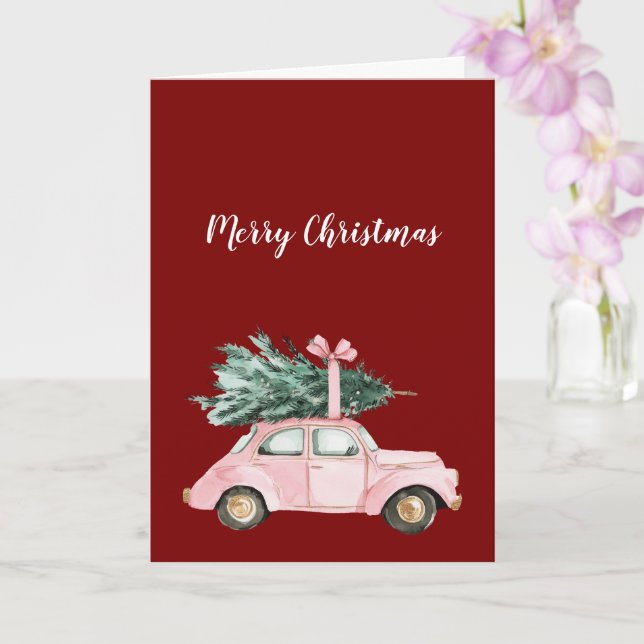 Tarjeta Árbol de navidad del coche rosa rojo (Orquídea)