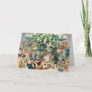 Tarjeta Árbol de Navidad del Ilustracion Vintage Puck, 190