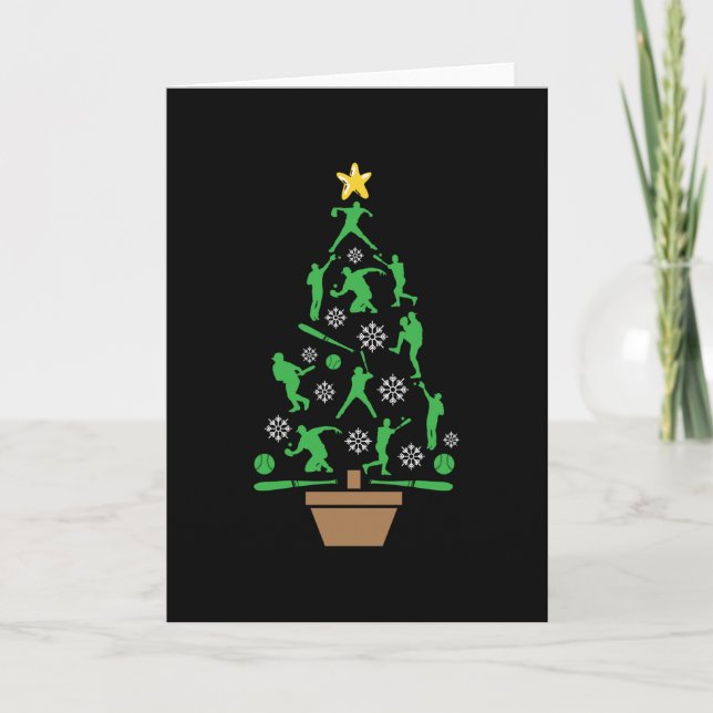 Tarjeta Árbol de Navidad del jugador de béisbol (Anverso)