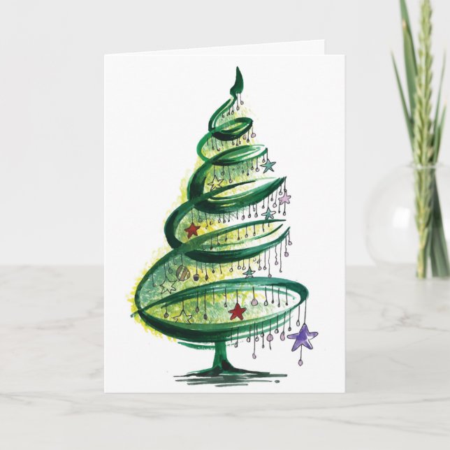 Tarjeta Árbol de Navidad dibujado por la mano (Anverso)