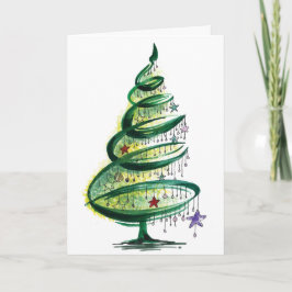 Tarjeta Árbol de Navidad dibujado por la mano