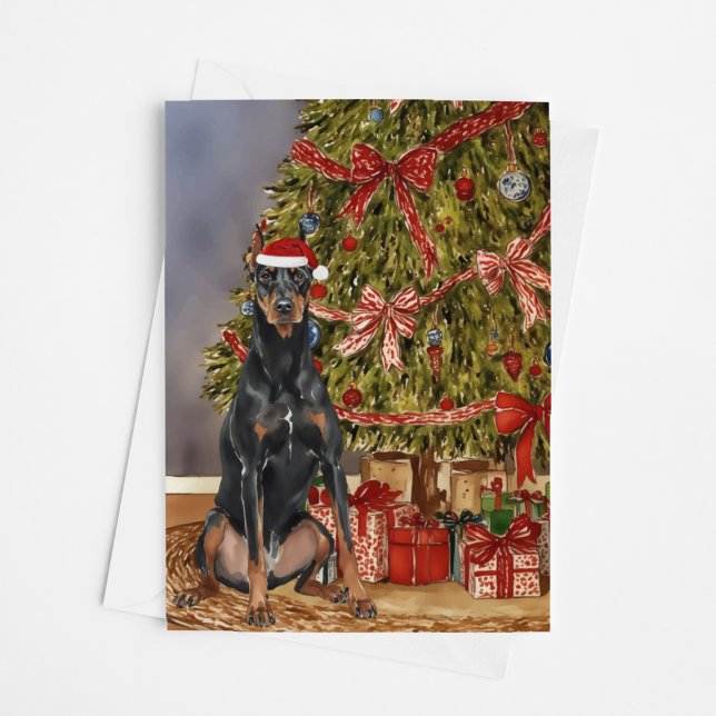 Tarjeta Árbol de Navidad Doberman Pinscher Watercolor (Subido por el creador)