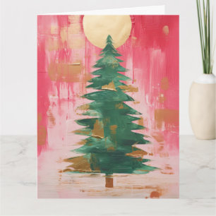 Tarjeta Árbol de Navidad dorado rosa