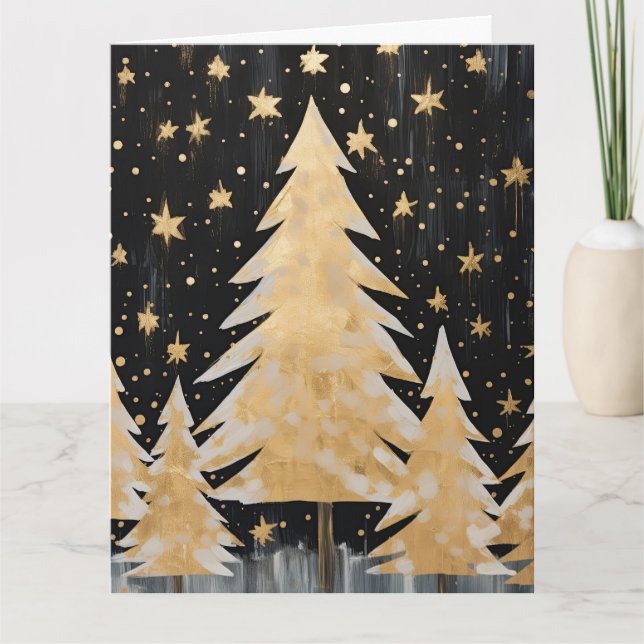 Tarjeta Árbol de Navidad dorado rosa (Anverso)