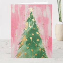 Tarjeta Árbol de Navidad dorado rosa