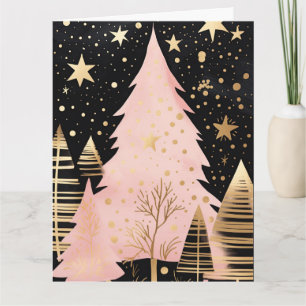 Tarjeta Árbol de Navidad dorado rosa