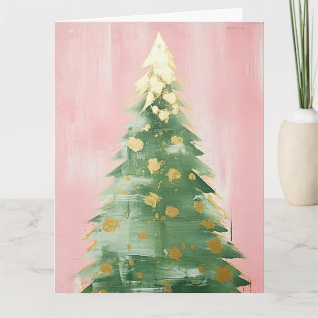 Tarjeta Árbol de Navidad dorado rosa (Anverso)