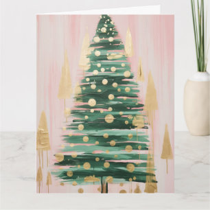 Tarjeta Árbol de Navidad dorado rosa