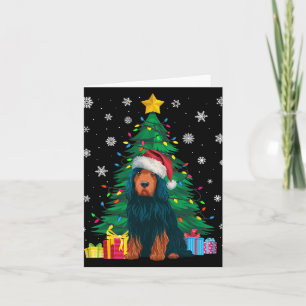 Tarjeta Árbol de navidad dulce feo ilumina Perro de agua p