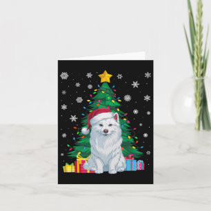 Tarjeta Árbol de navidad dulce feo ilumina perro esquimal 