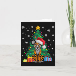 Tarjeta Árbol de navidad dulce feo ilumina Perro salvaje a