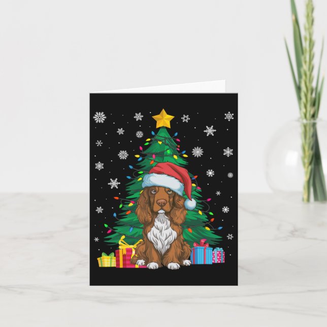 Tarjeta Árbol de navidad dulce feo iluminado campo perro e (Anverso)