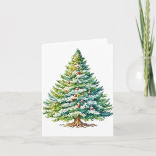 Tarjeta Árbol de Navidad E - acuarelas y pluma
